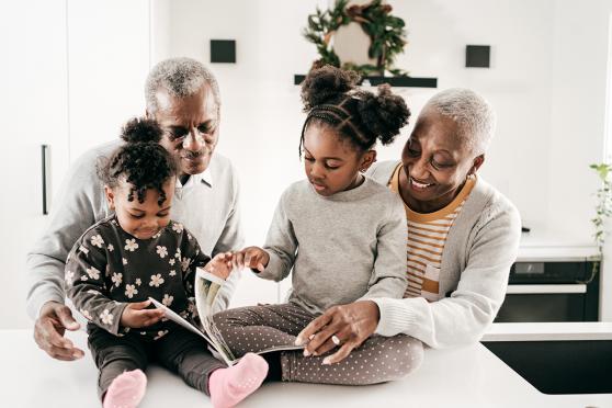 Family reading together