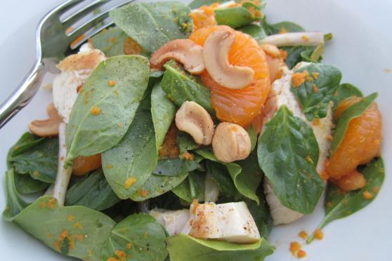 Mandarin Spinach Salad with Carrot-Ginger Dressing